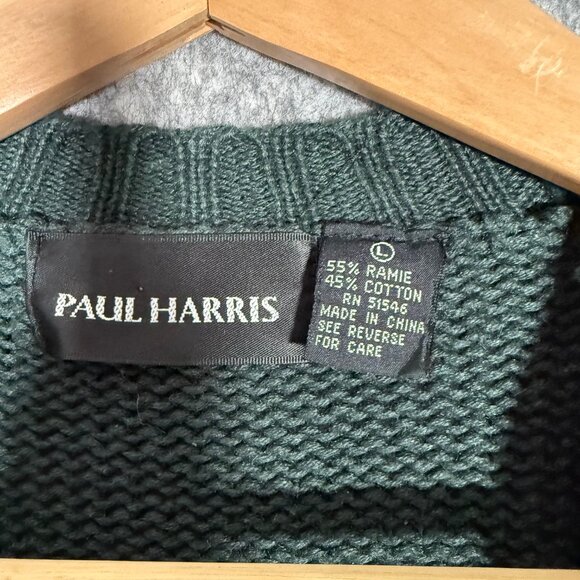 Vintage Paul Harris Aztec Print Cardigan Sweater Men's Green 90s Grandpa L - Picture 5 of 12